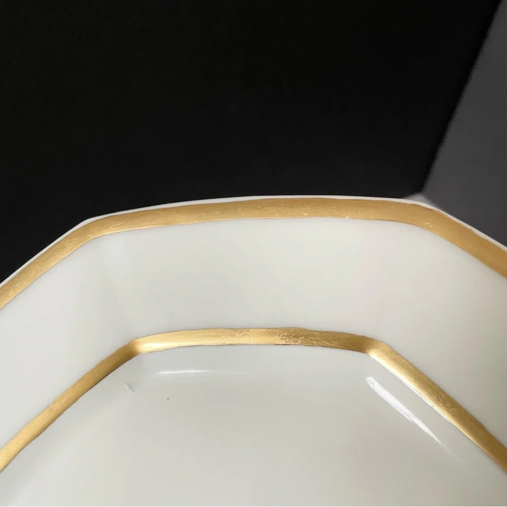 SET of 4 Gold & White Octagon Luncheon Lates - Guerin Limoges